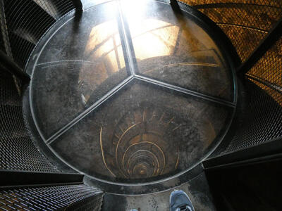 View of staircase from top of tower