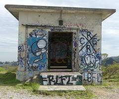 graffittied building