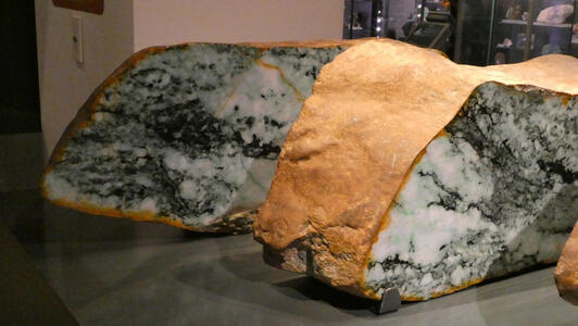 white crystal with green veins