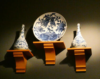 two vases and plate