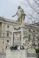 Large monument to Mozart; sculpture of him standing