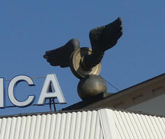 Winged sphere on top of main train station